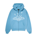 Broken Planet Market Light Blue Black Zip Up Hoodie